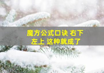 魔方公式口诀 右下 左上 这种就成了